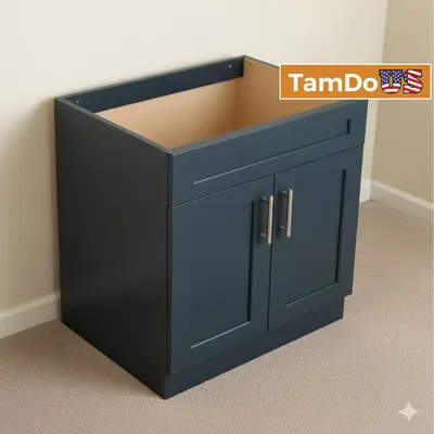 30" Bathroom Vanity Cabinet with Soft-Close Doors, Blue, Model US08 at Bathroom Fixtures in new condition