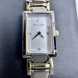Bulova $350 Women's Watch Silver & Gold Tone Diamond Accent MOP Dial 30M 98P188 - Thumbnail 3