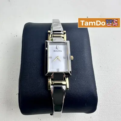 Bulova $350 Women's Watch Silver & Gold Tone Diamond Accent MOP Dial 30M 98P188 at Watches, Parts & Accessories in excellent condition