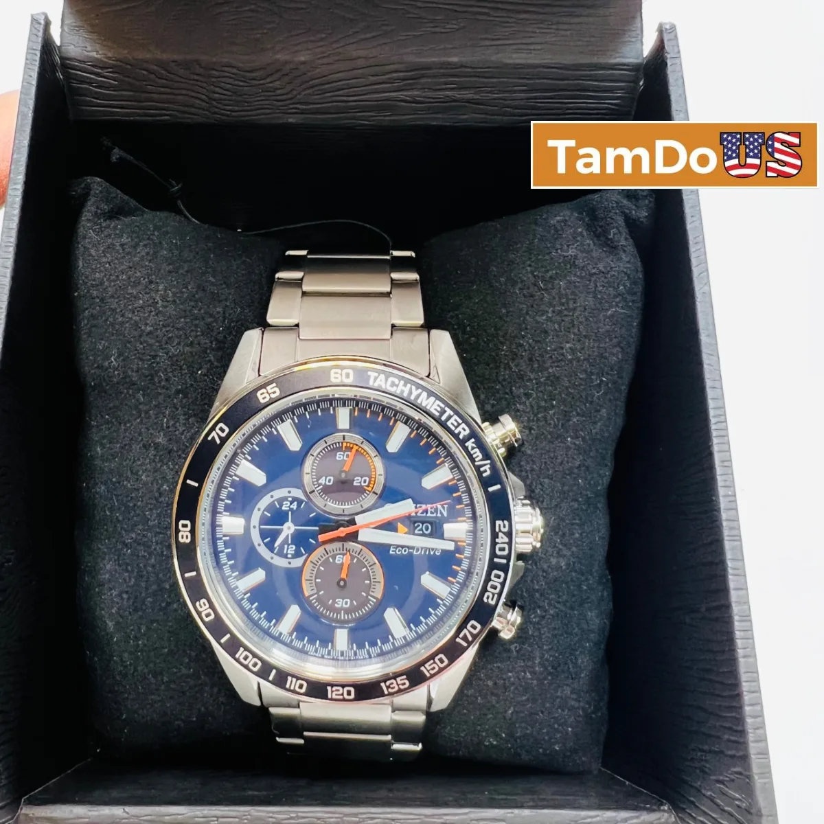 Citizen $599 Eco-Drive Chronograph Blue Dial Men's Watch 44mm Stainless Steel - Photo 1 - Real photo at TamDoUS Salt Lake City