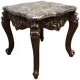 Cosmos Furniture Jade End Table 4090CHJAD, Dark Brown, Marble Top, Ornate Wood - Thumbnail 2