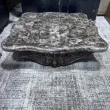 Cosmos Furniture Jade End Table 4090CHJAD, Dark Brown, Marble Top, Ornate Wood - Thumbnail 10