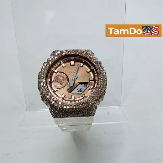 Custom Casio G-Shock GA-2100BM "CasiOak" Iced Out Mod - Analog Digital Watch at TamDoUS Taylorsville