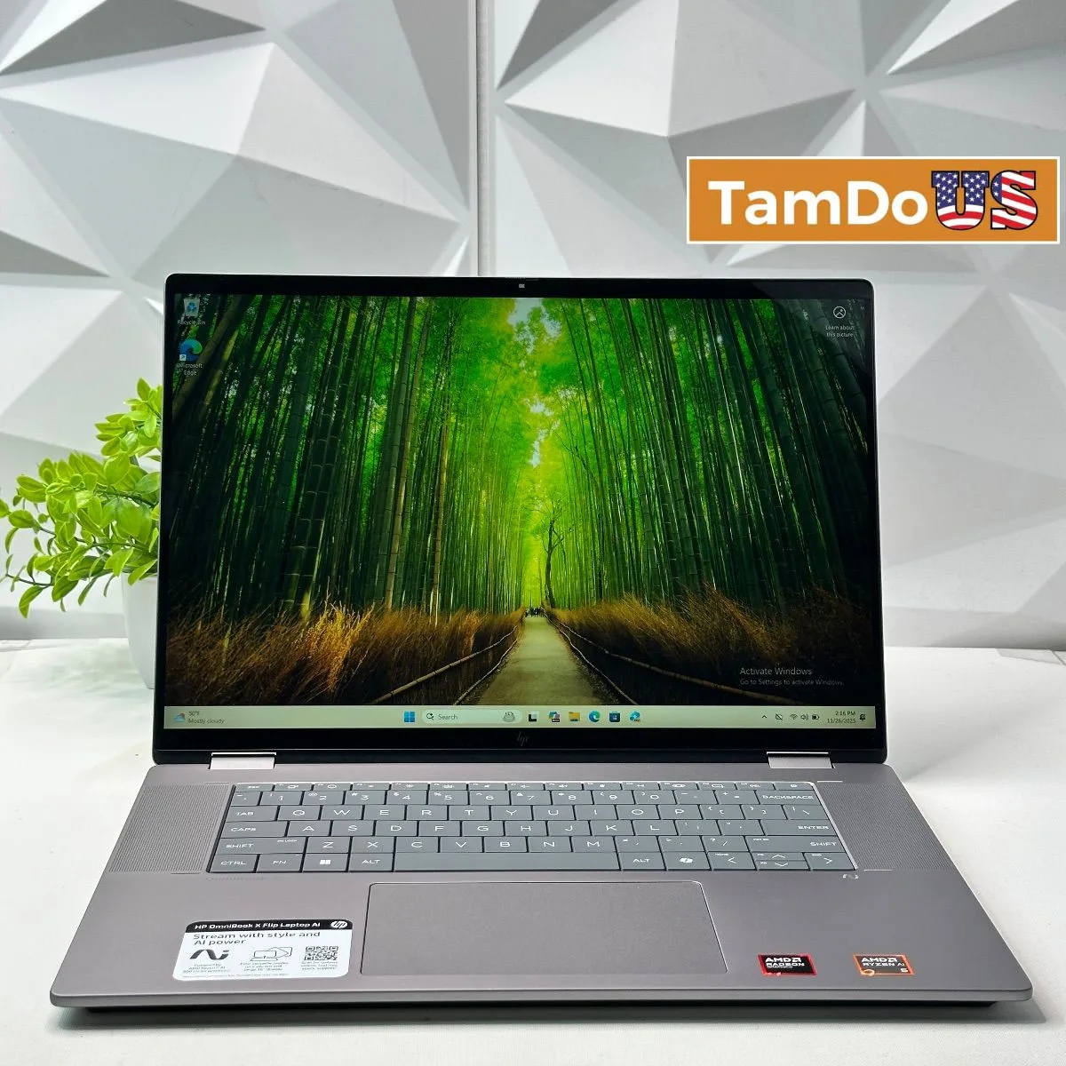 HP OmniBook X Flip 2-in-1 Laptop, 16" 2K Touch, Ryzen AI 5 340, 16GB, 512GB SSD - Photo 1 - Real photo at TamDoUS Salt Lake City