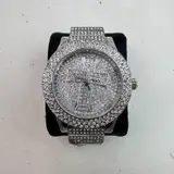 Iced Out Cross Watch $999 Men's 41mm, Full Rhinestone Dial, Gold-Tone Quartz - Thumbnail 2