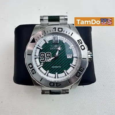 Invicta $459 Jason Taylor 38179 Automatic Men’s Watch, 48mm Steel, Green Dial at Watches, Parts & Accessories in excellent condition