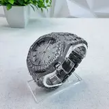 Men’s Luxury Iced Moissanite Watch Silver Tone Full Stone Set Quartz - Thumbnail 2