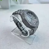 Men’s Luxury Iced Moissanite Watch Silver Tone Full Stone Set Quartz - Thumbnail 4