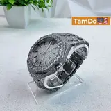 Men’s Luxury Iced Moissanite Watch Silver Tone Full Stone Set Quartz - Thumbnail 1
