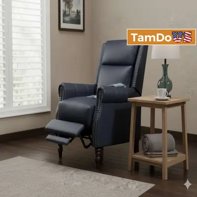 Midnight Blue Recliner Armchair, Nailhead Trim, Comfortable Lounge Chair (SN-014) at Furniture in new condition