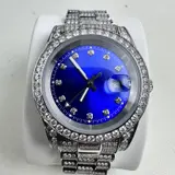 Moissanite $2882 Presidential Watch 41mm, Blue Dial, 13.3CT VVS, White Gold Auto - Thumbnail 2