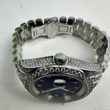 Moissanite $2882 Presidential Watch 41mm, Blue Dial, 13.3CT VVS, White Gold Auto - Thumbnail 4