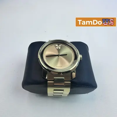 MOVADO $795 BIG GOLD STAINLESS STEEL BOLD SWISS MUSEUM DOT WATCH at Watches, Parts & Accessories in good condition