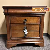 Solid Wood Nightstand CM750NSO – 3 Drawers, Heavy, High-End Walnut Finish - Thumbnail 1