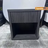SICOTAS Tall Farmhouse Nightstand, Black Oak, Drawer & Shelf - Thumbnail 2