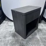 SICOTAS Tall Farmhouse Nightstand, Black Oak, Drawer & Shelf - Thumbnail 6