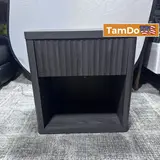 SICOTAS Tall Farmhouse Nightstand, Black Oak, Drawer & Shelf - Thumbnail 1
