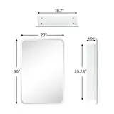 TEHOME Claytin 20x30 White Mirrored Medicine Cabinet Soft Close Surface/Recessed - Thumbnail 4