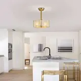 Warehouse of Tiffany Sorcha 17.5" 6-Light Brass Ceiling Fan with Light Kit - Thumbnail 5