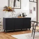 58" Black MDF Storage Cabinet $242 Buffet Sideboard Credenza Credenza Table - Thumbnail 4