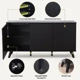 58" Black MDF Storage Cabinet $242 Buffet Sideboard Credenza Credenza Table - Thumbnail 5