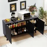 58" Black MDF Storage Cabinet $242 Buffet Sideboard Credenza Credenza Table - Thumbnail 3