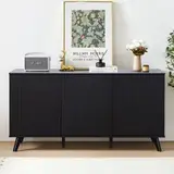 58" Black MDF Storage Cabinet $242 Buffet Sideboard Credenza Credenza Table - Thumbnail 1