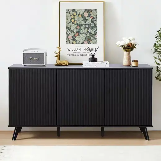 58" Black MDF Storage Cabinet $242 Buffet Sideboard Credenza Credenza Table at TamDoUS Taylorsville