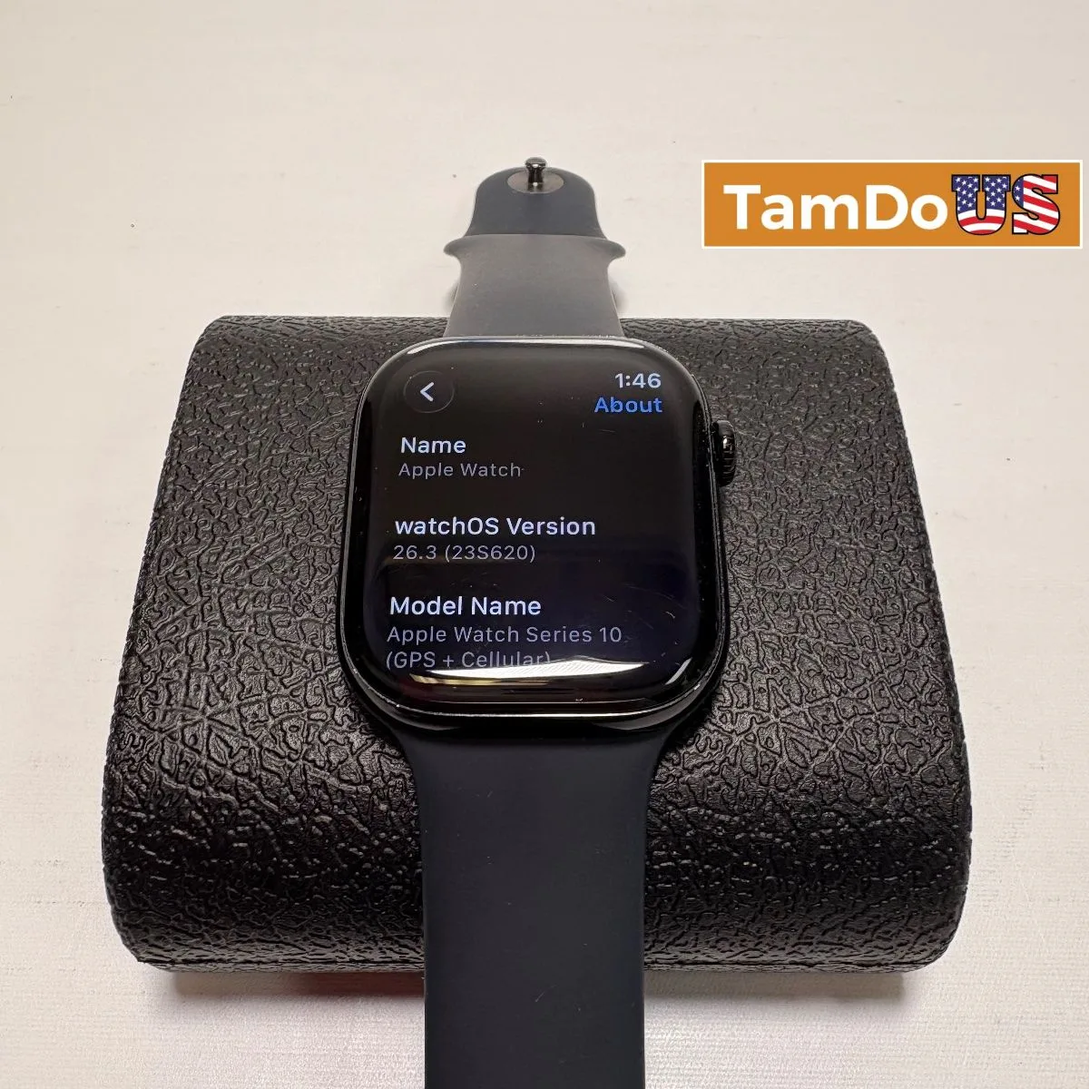 Apple Watch Series 10 (46mm, Cellular) Jet Black AL Case Black Sport Band M/L - Photo 1 - Real photo at TamDoUS Salt Lake City