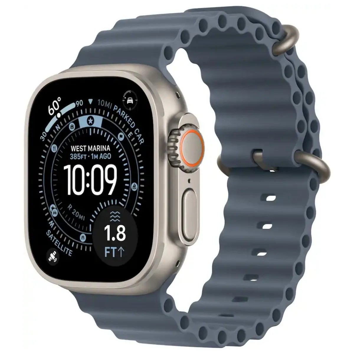 Apple Watch Ultra 3 (GPS+Cellular) 49mm Natural Titanium Case with AB Ocean Band - Photo 1 - Real photo at TamDoUS Salt Lake City