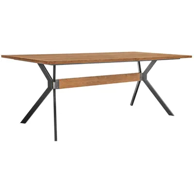 Armen Living Nevada Rustic Oak Wood Trestle Base Dining Table in Balsamico LCNVDIBAL at Furniture in excellent condition