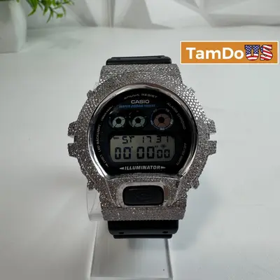 Casio G-Shock DW-6900U Iced Out Diamond Bezel Digital Men Watch DW6900U 3529 at Watches, Parts & Accessories in excellent condition