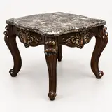 Cosmos Furniture Jade End Table 4090CHJAD, Dark Brown, Marble Top, Ornate Wood - Thumbnail 3