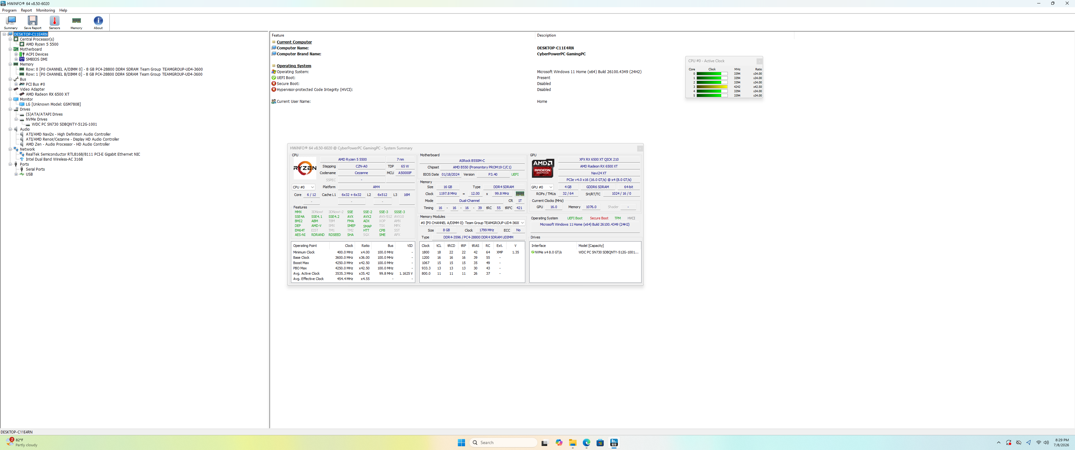 CyberPowerPC Gaming Desktop, AMD Ryzen 5 5500, 16GB DDR4, 512GB SSD, RX 6500 XT - Thumbnail 6