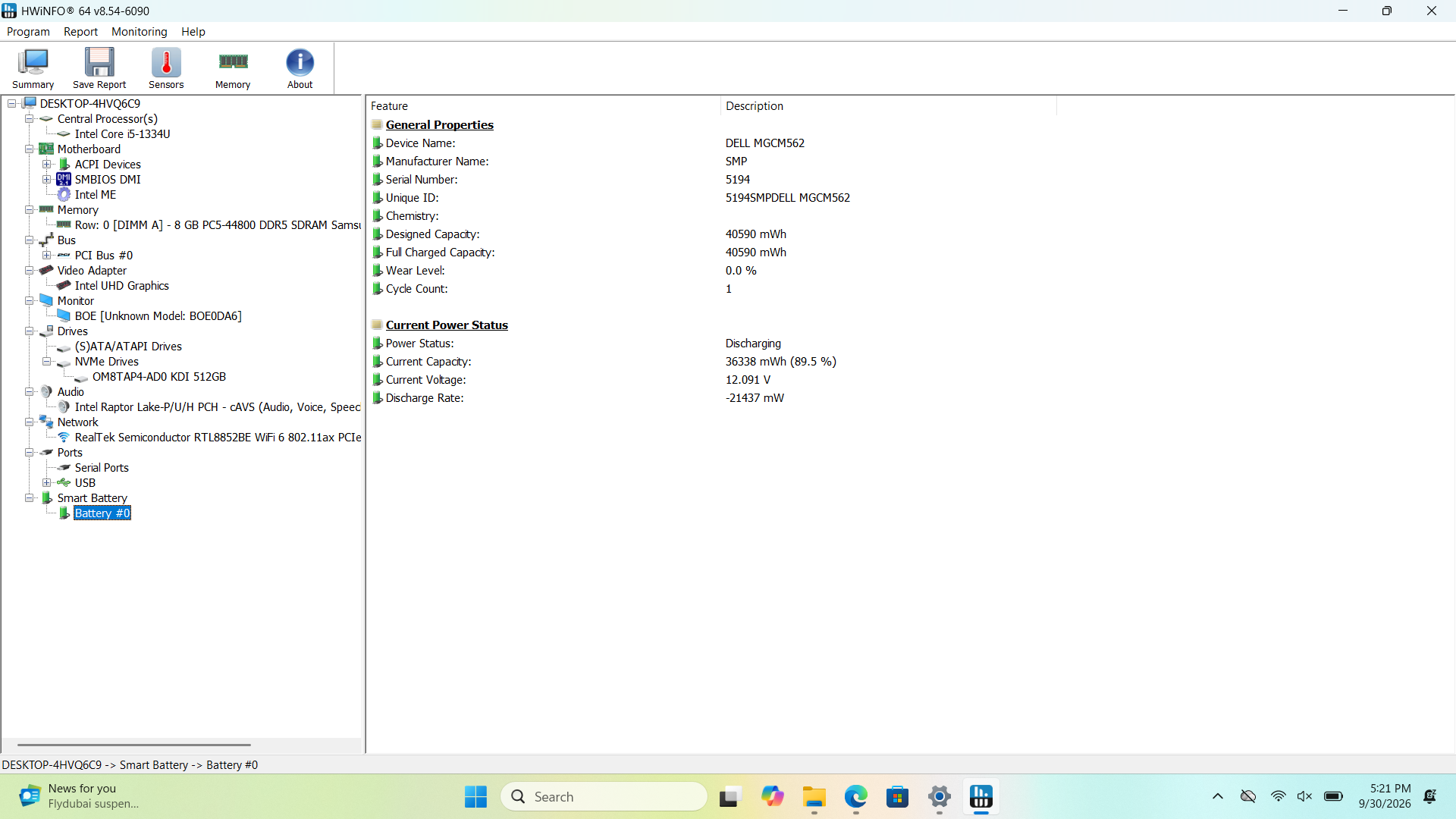 Dell 15 DC15250 Laptop, 15.6" FHD, Intel i5-1334U, 8GB DDR5, 512GB SSD - Thumbnail 2
