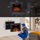 EdenDirect 30.51-in W Black Wall-Mount LED Fireplace - Thumbnail 3
