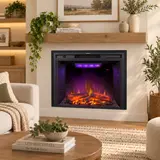 EdenDirect 30.51-in W Black Wall-Mount LED Fireplace - Thumbnail 6