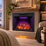 EdenDirect 30.51-in W Black Wall-Mount LED Fireplace - Thumbnail 4