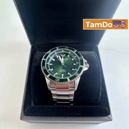 Emporio Armani AR11698 World Explorer Solar Green Dial Stainless Steel Men Watch at TamDoUS Taylorsville