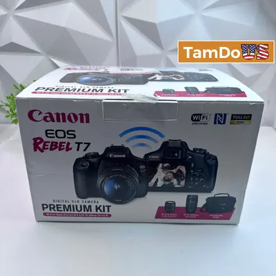 Canon EOS Rebel T7 DSLR Camera Premium Kit 18-55mm & 75-300mm Lenses WiFi Bundle at Digital Cameras in excellent condition