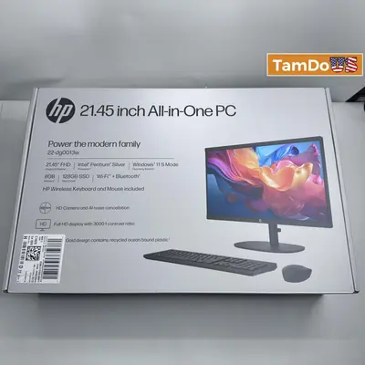 HP 22-dg0013w All-In-One PC, 21.45-inch FHD, Pentium J5040, 8GB RAM, 128GB SSD at Desktops & All-in-Ones in new_open_box condition