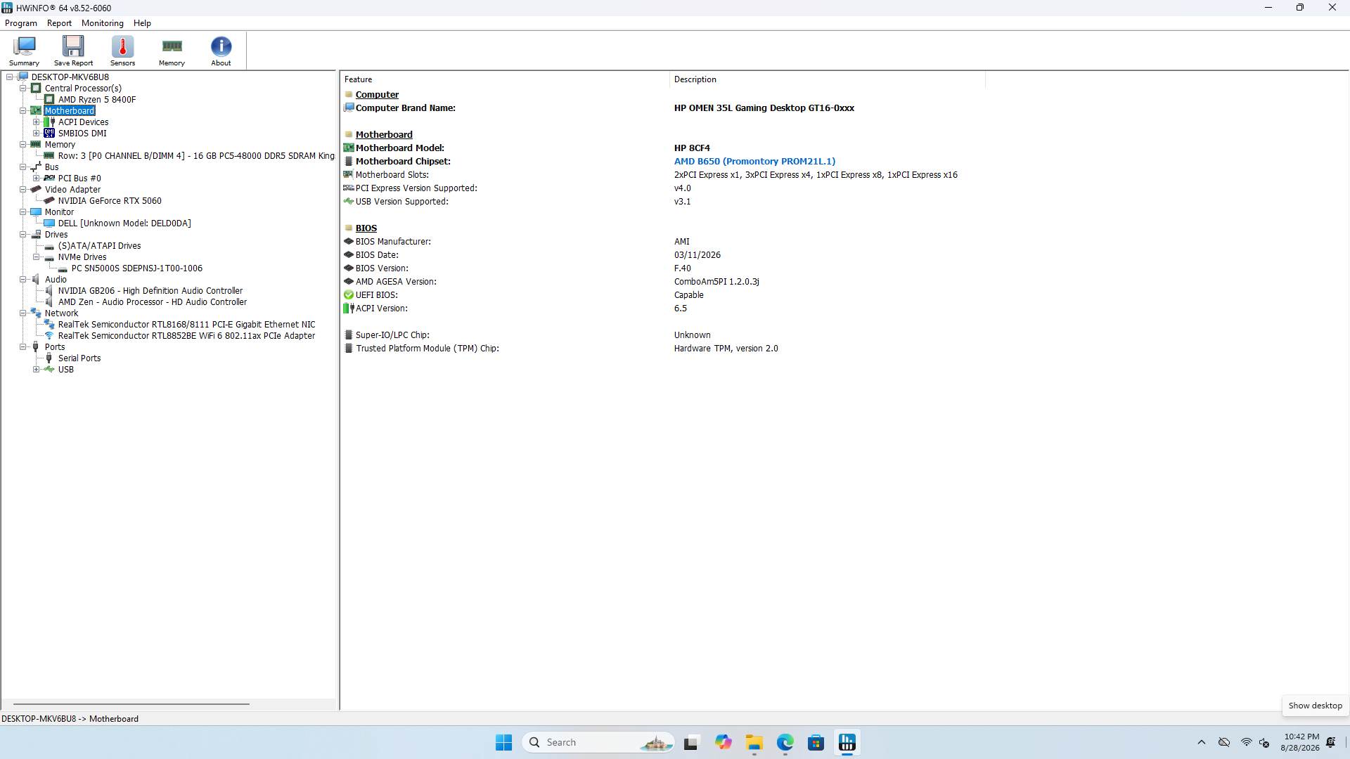 HP OMEN 35L Gaming Desktop, Ryzen 5 8400F, 16GB DDR, 1TB SSD, RTX 5060 8GB - Thumbnail 9
