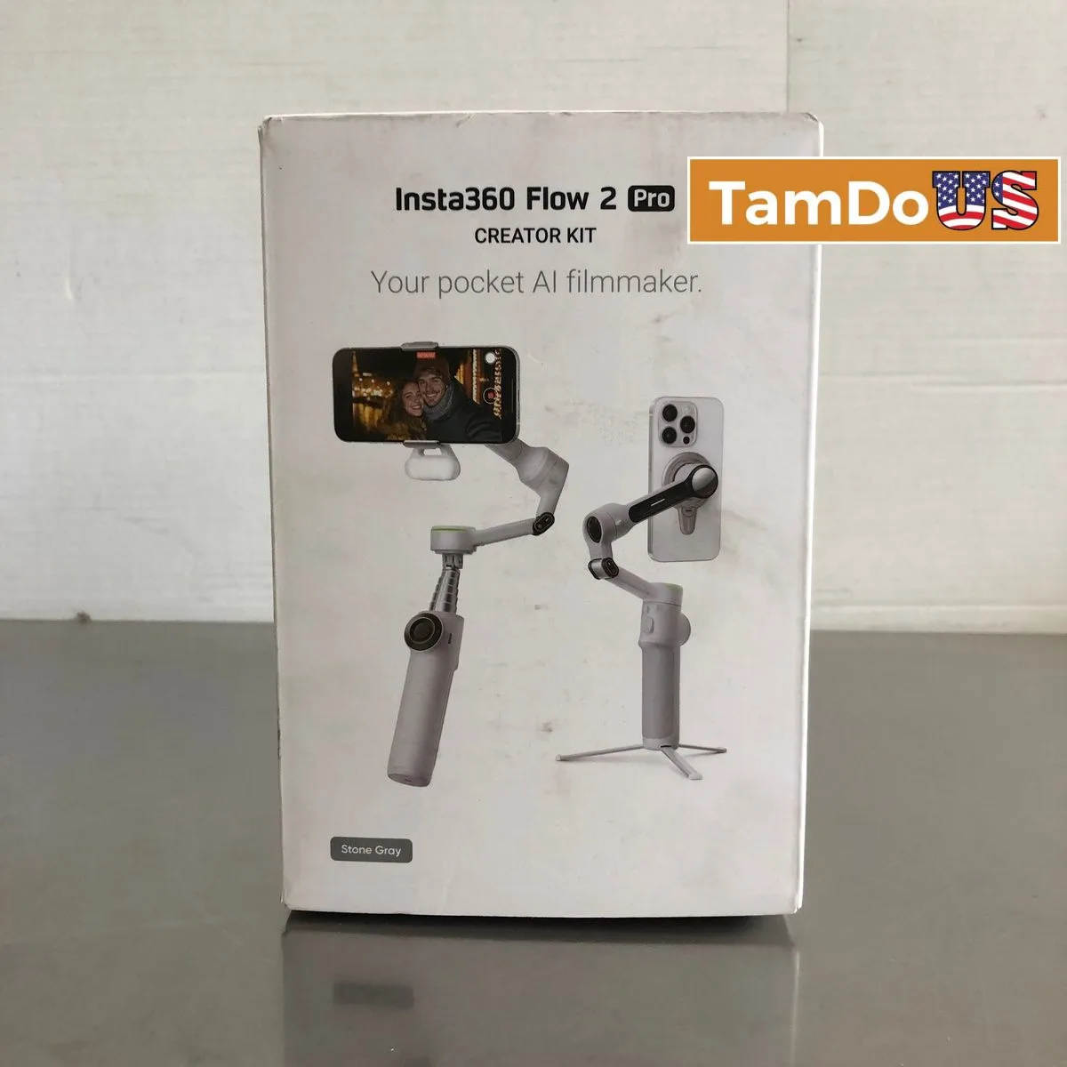 Insta360 Flow 2 Pro Creator Kit Smartphone Gimbal Stabilizer Stone Gray - Photo 1 - Real photo at TamDoUS Salt Lake City