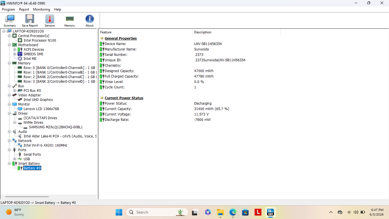 Lenovo 100w Gen 4 11.6", Intel N100, 4GB LPDDR5, 128GB SSD, Windows 11 Pro Edu - Thumbnail 2