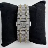 Men's Royal Oak Style Iced Out Automatic Watch Two-Tone Gold CZ Simulated - Thumbnail 5