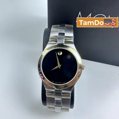 Movado Museum Classic Two-Tone Watch 81 G2 1899 Black Dial Men's Swiss Made at Watches, Parts & Accessories in fair condition
