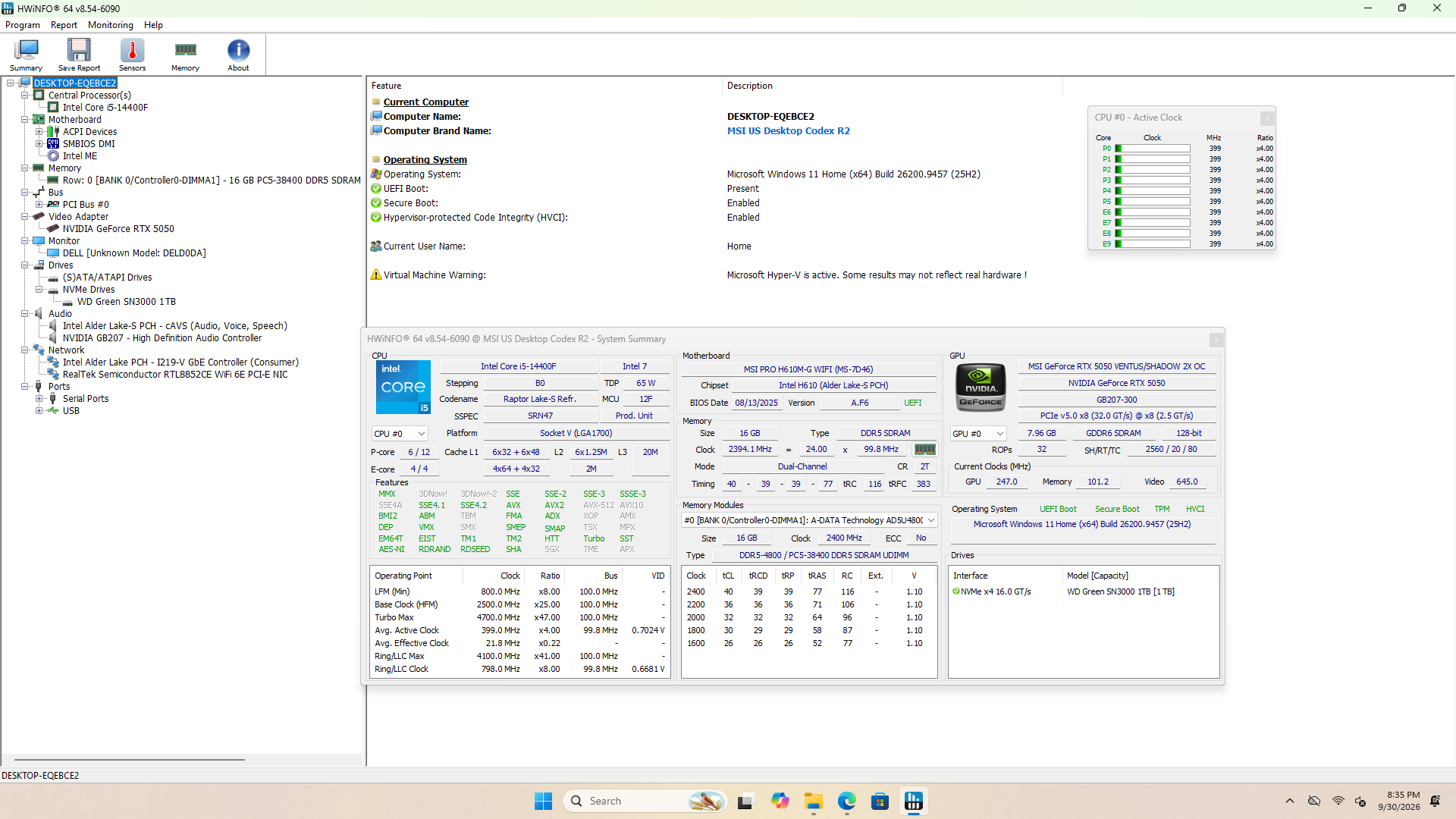 MSI Codex R2 Gaming Desktop, i5-14400F, 16GB DDR5, 1TB SSD, RTX 5050 8GB - Thumbnail 8