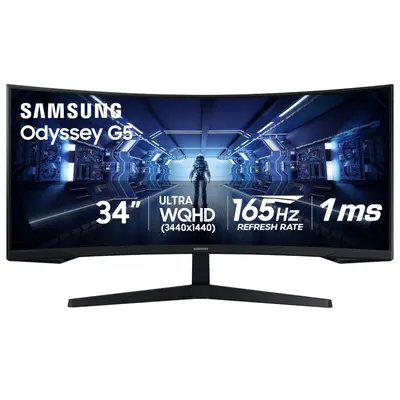 Samsung Odyssey G5 C34G55TWWN 34" Ultrawide WQHD 1000R 165Hz 1ms Curved Monitor at Monitors, Projectors & Accs in new_open_box condition