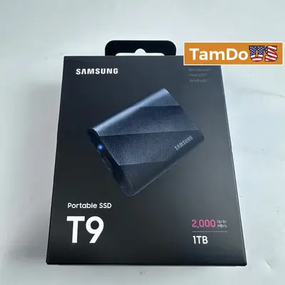 Samsung T9 1TB Portable External SSD USB 3.2 Gen 2x2 Up to 2000MB/s Black at Drives, Storage & Blank Media in new condition