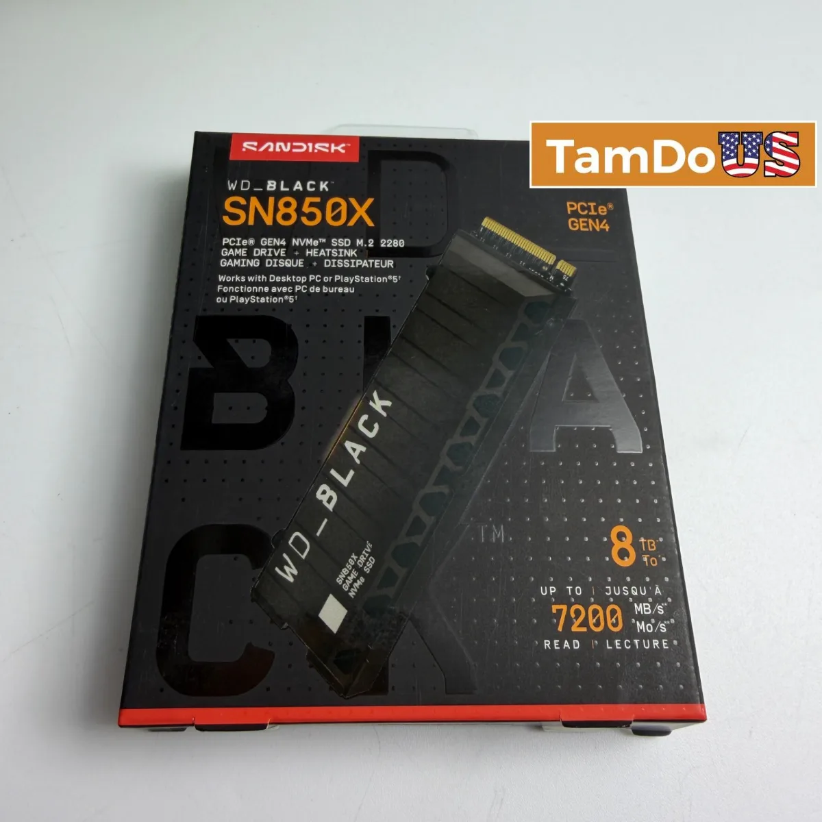 SanDisk WD_BLACK SN850X 8TB NVMe M.2 SSD PCIe Gen4 with Heatsink (7200 MB/s) - Photo 1 - Real photo at TamDoUS Salt Lake City